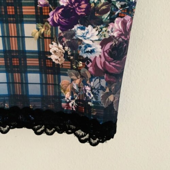 Zara Combo Lace Plaid Floral Cocktail Dress - Picture 4 of 6